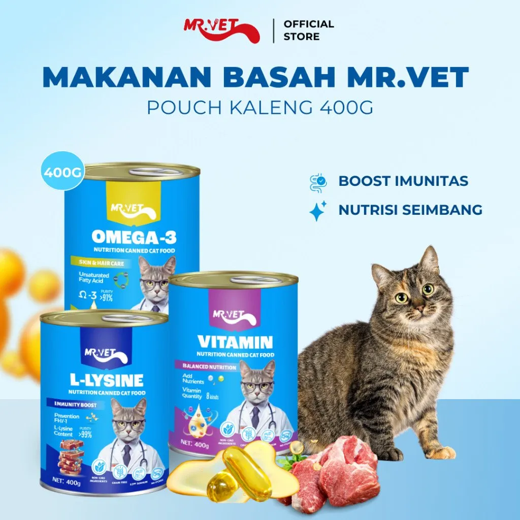 Mr. Vet Cat Pouch Kaleng - Pouch Makanan Basah 400g